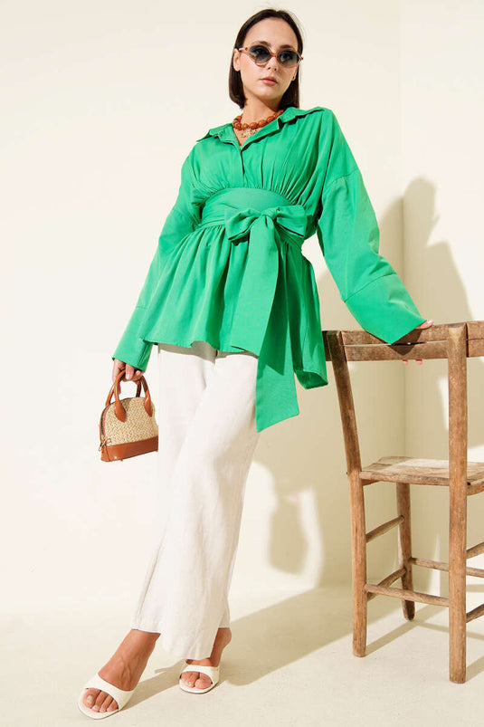 Self-Belted Gathered Front Tunic Benetton