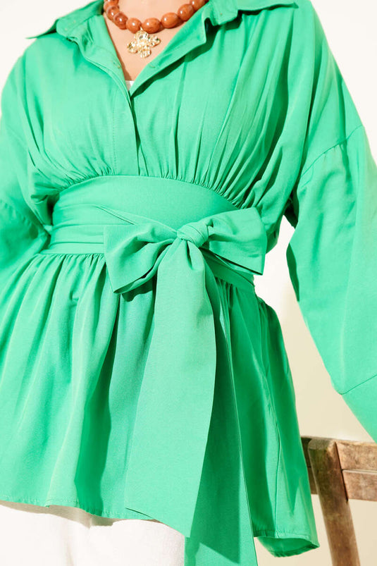 Self-Belted Gathered Front Tunic Benetton