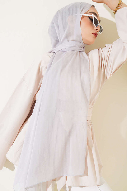 Self-Striped Jacquard Shawl Gray