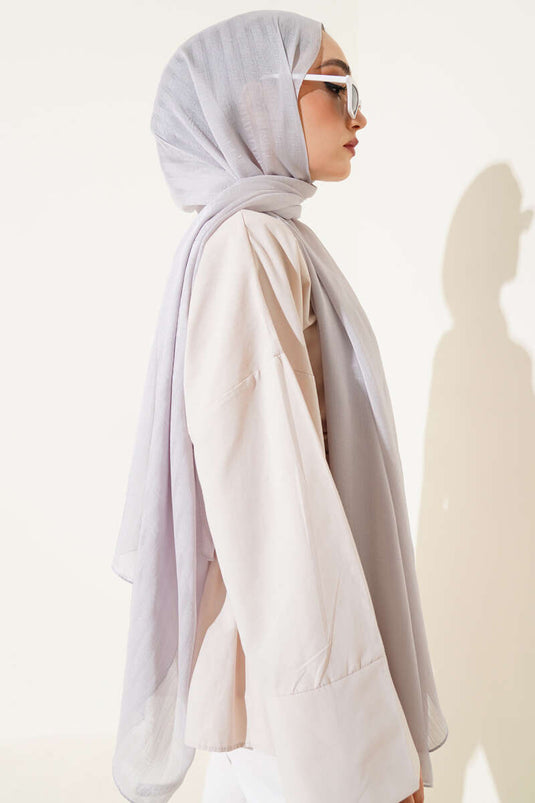 Self-Striped Jacquard Shawl Gray