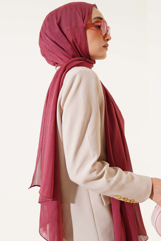 Self-Striped Jacquard Shawl Dusty Rose