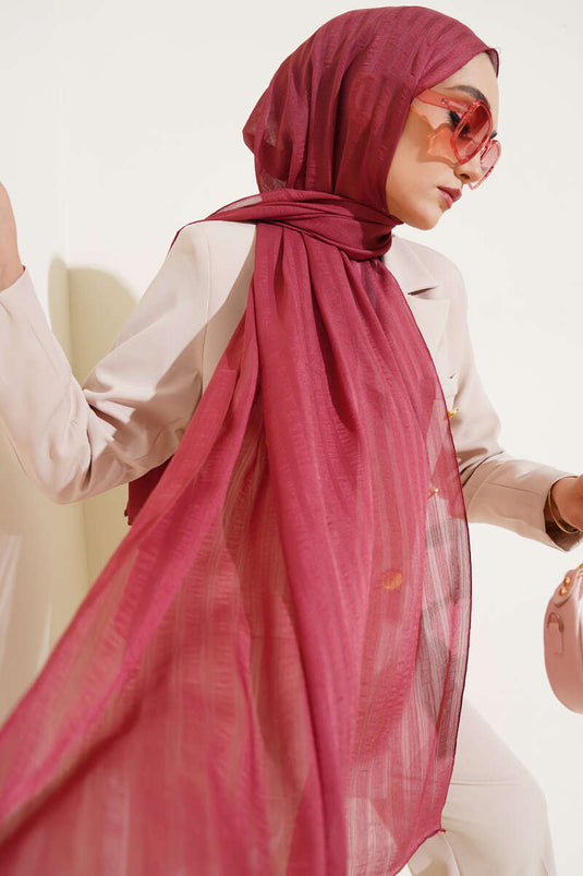 Self-Striped Jacquard Shawl Dusty Rose