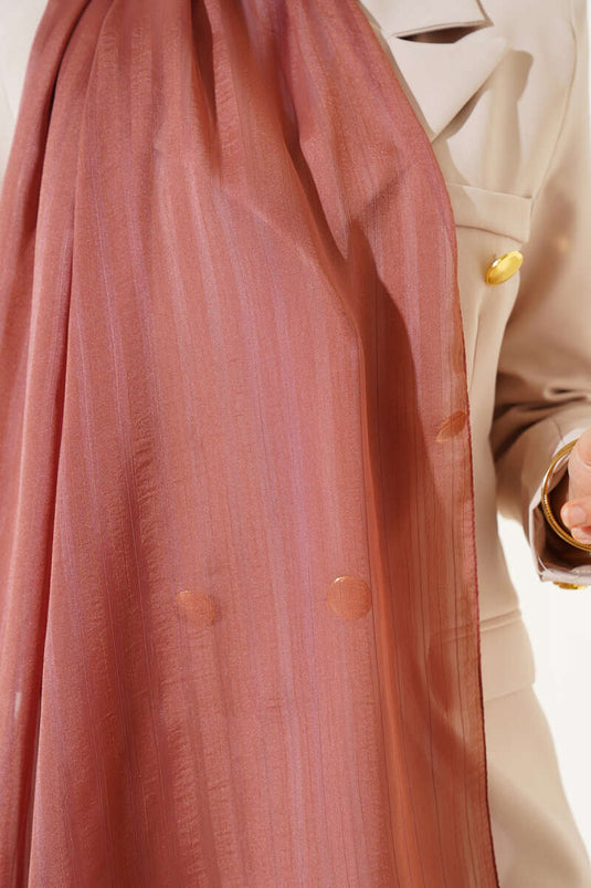 Self-Striped Jacquard Shawl Brown