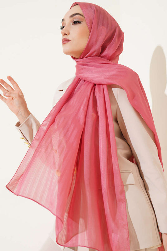 Self-Striped Jacquard Shawl Pink