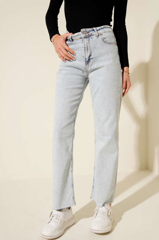 Jeans skinny coupés, neige claire