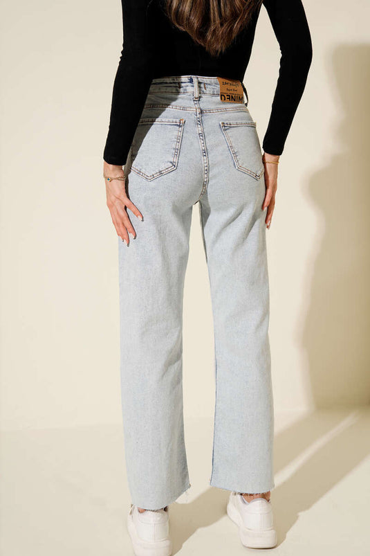 Jeans skinny coupés, neige claire