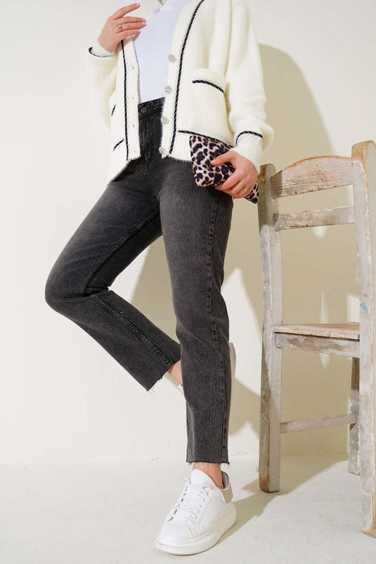 Pantalon Court En Denim À Jambe Skinny Fumé