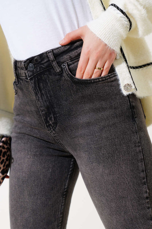 Pantalon Court En Denim À Jambe Skinny Fumé