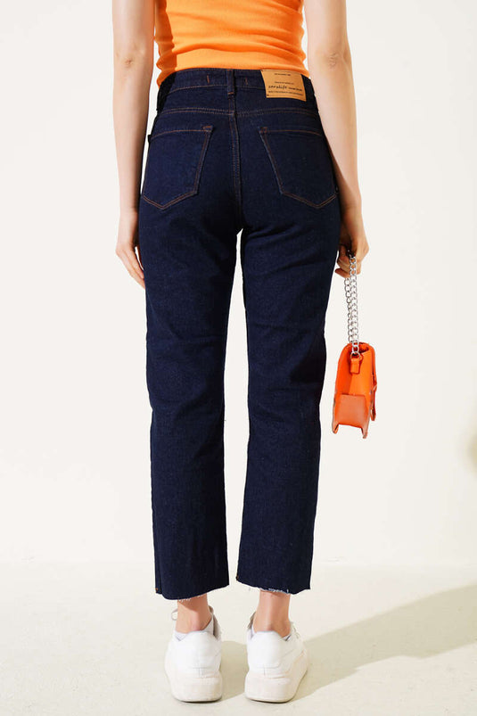 Jean skinny mom bleu marine