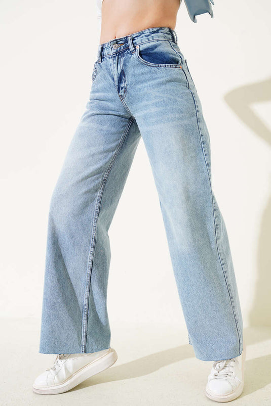 Wide Leg Cut Jeans Light Blue