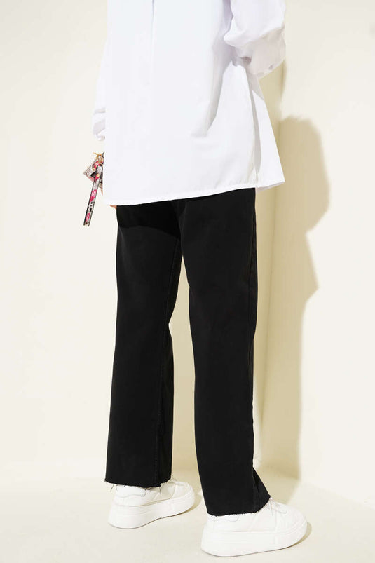 Jean court décontracté noir