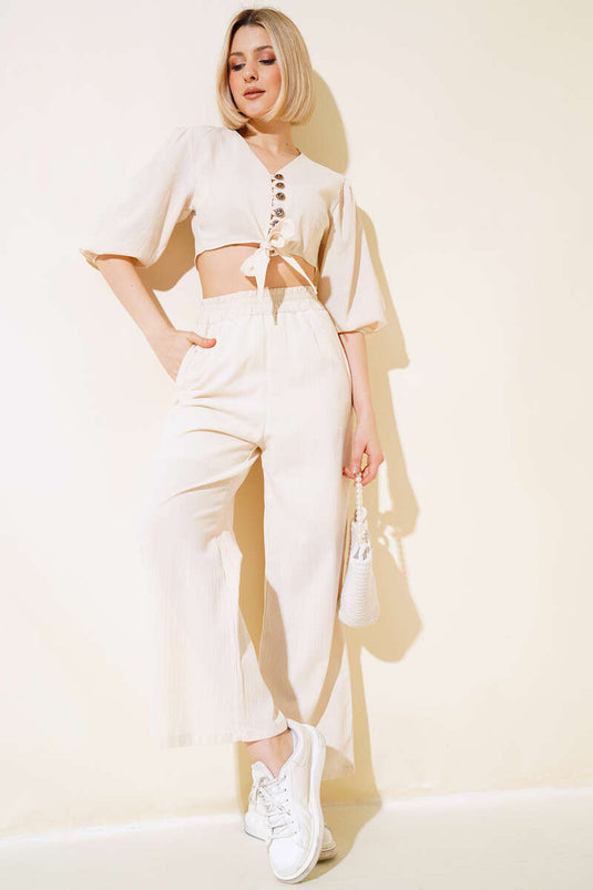 Traje Doble Lino Beige