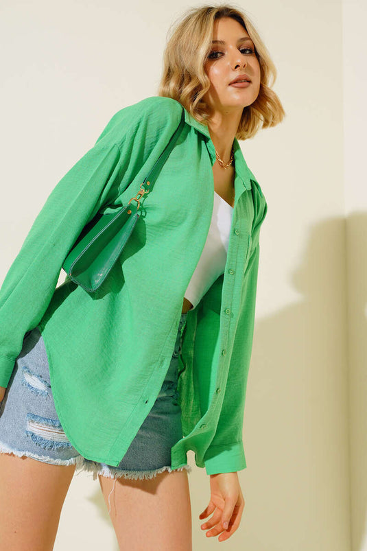 Linen Single Pocket Shirt Benetton