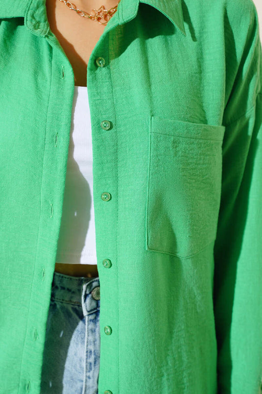 Linen Single Pocket Shirt Benetton