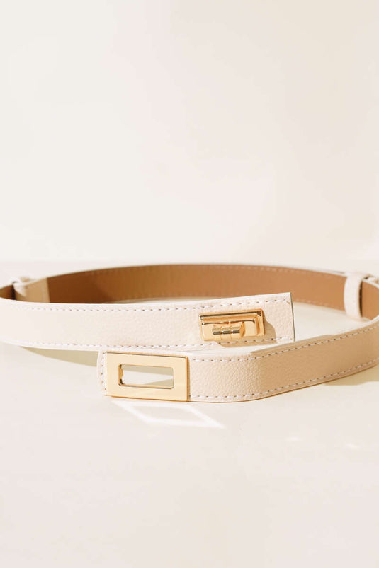 Ceinture réglable avec boucle de verrouillage blanche