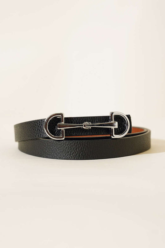 Lock Buckle Belt Black Silver