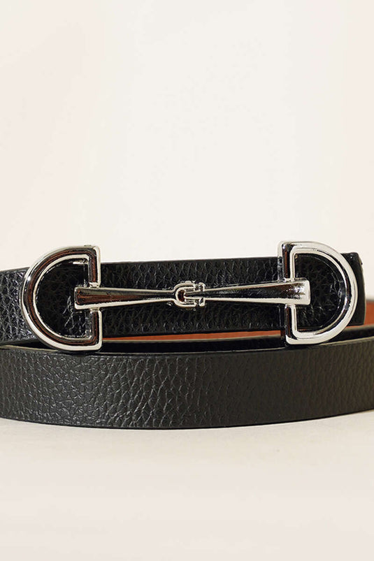 Lock Buckle Belt Black Silver