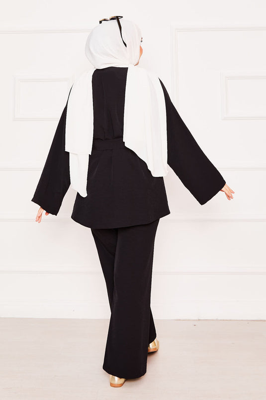 Kimono Double Hijab Set Black