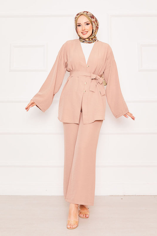 Kimono Double Hijab Set Mink