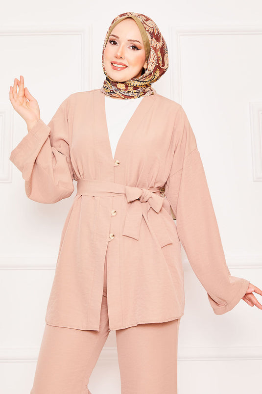 Kimono Double Hijab Set Mink