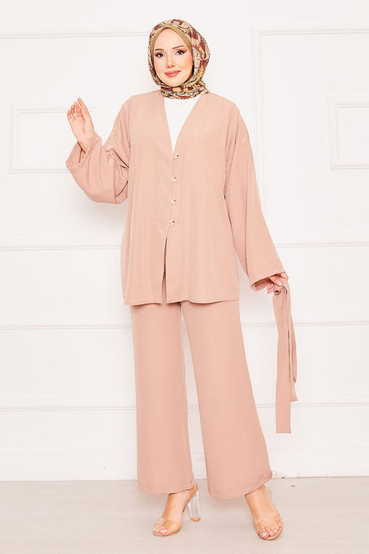 Kimono Double Hijab Set Mink