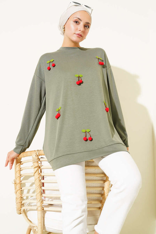 Cherry Bunch Detailed Tunic Khaki