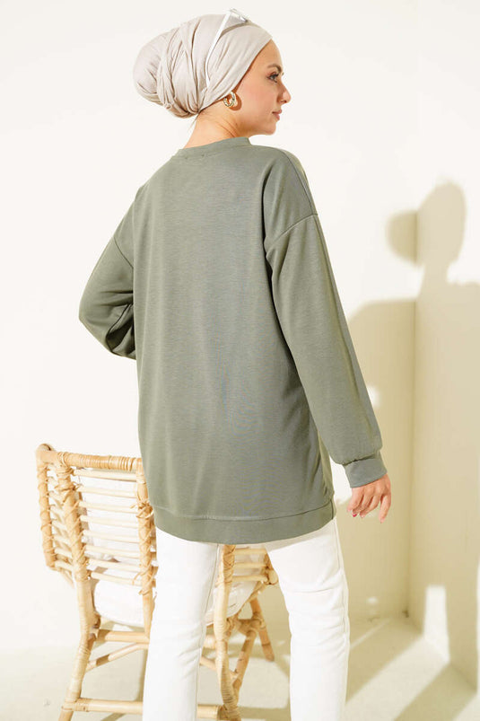 Kiraz Salkım Detaylı Tunik Haki