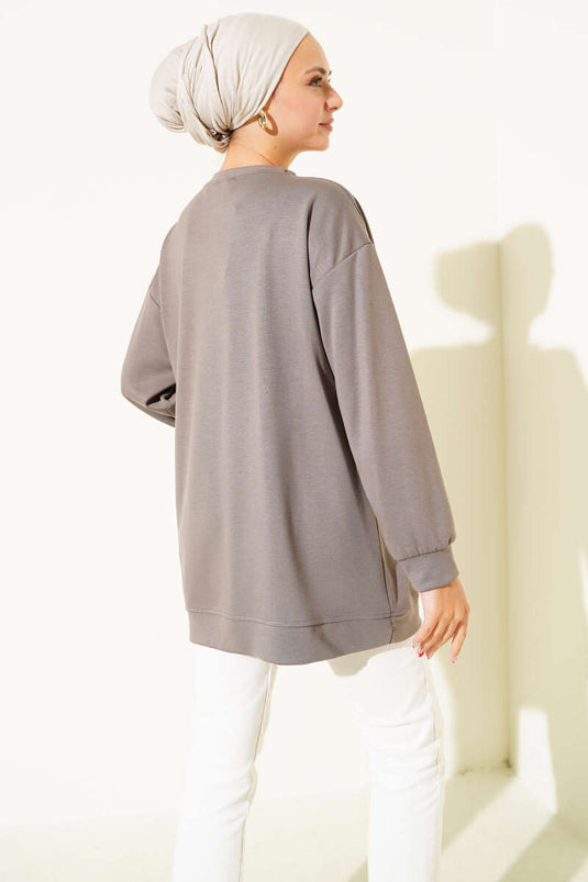 Kiraz Salkım Detaylı Tunik Vizon