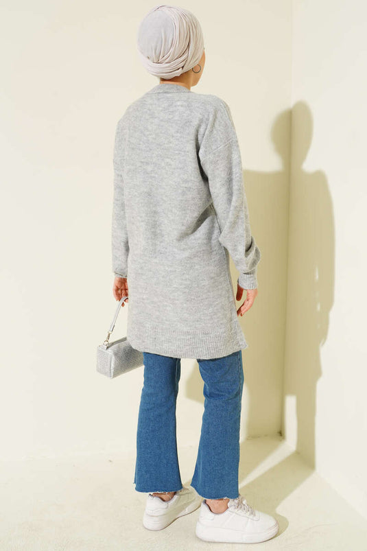 Cherry Bunch Embossed Soft Knit Tunic Gray