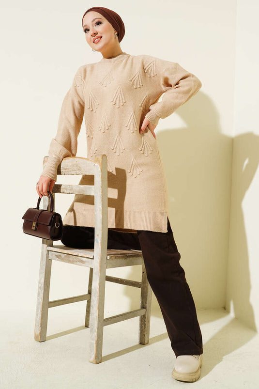 Cherry Bunch Embossed Soft Knit Tunic Latte