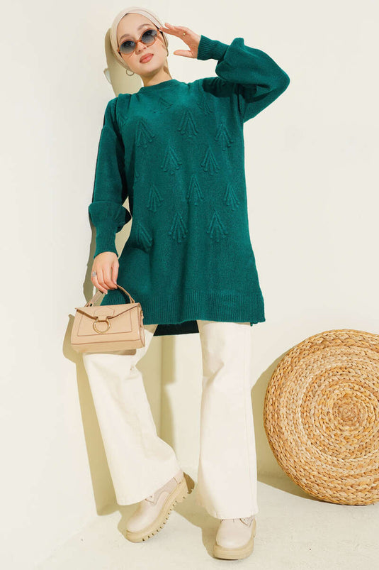 Cherry Bunch Embossed Soft Knit Tunic Nefti