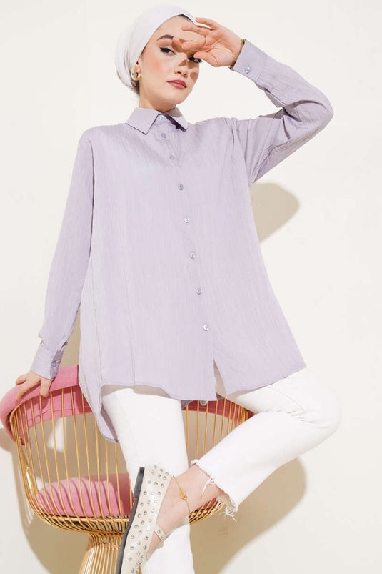 قميص مخطط مجعد حجر