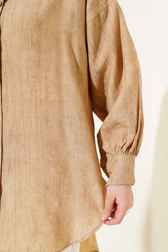 Chemise basique texturée froissée Latte