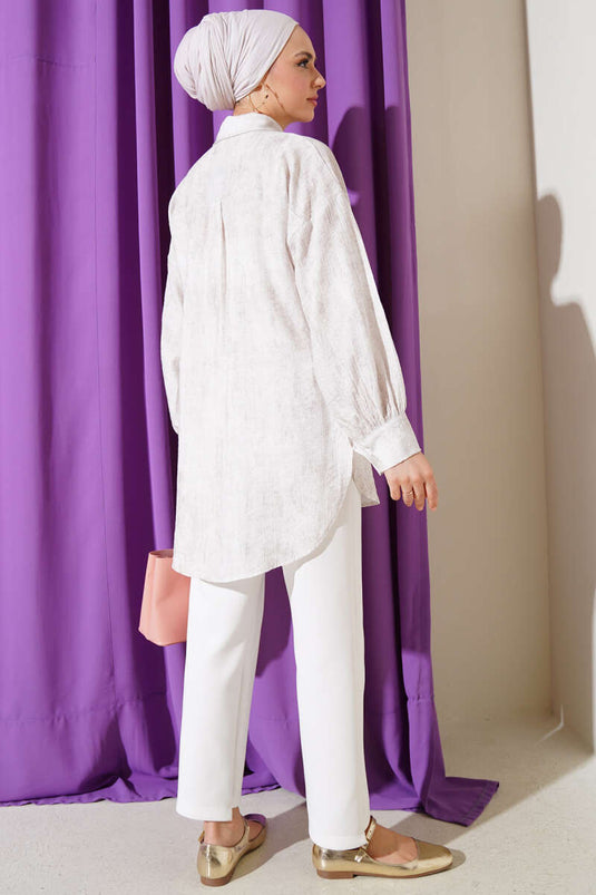 Chemise basique texturée froissée couleur pierre