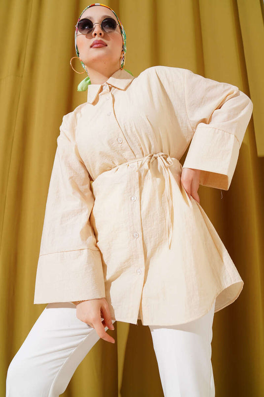 Chemise effet tissu froissé beige