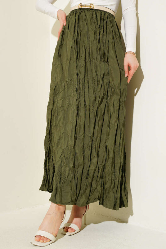 Jupe plissée froissée kaki