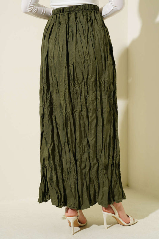 Jupe plissée froissée kaki