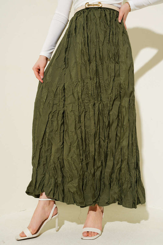 Jupe plissée froissée kaki