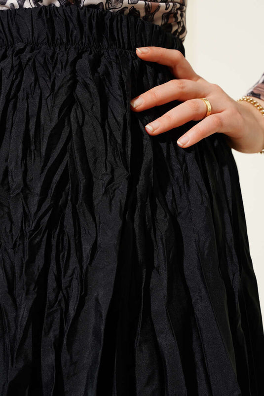 Geplooide kreukelrok zwart