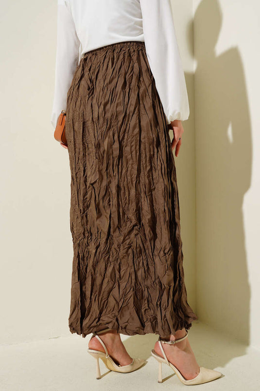 Jupe plissée froissée beige