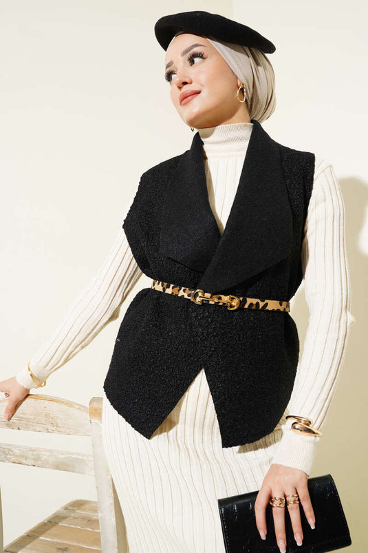 Short Boucle Vest Black