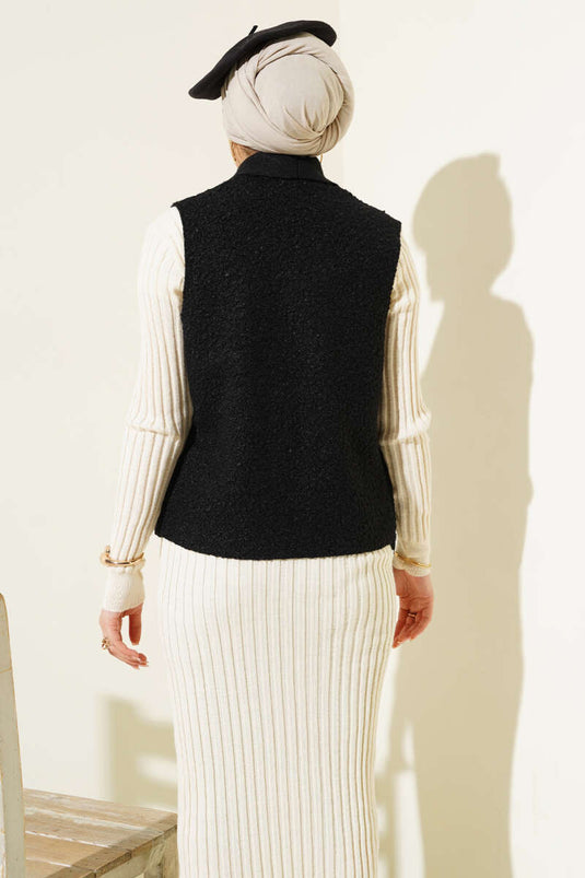 Short Boucle Vest Black