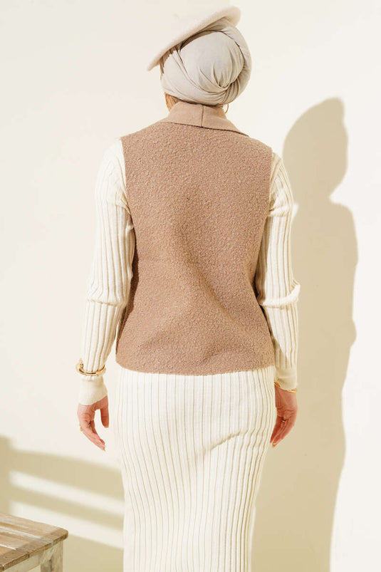 Short Boucle Vest Mink