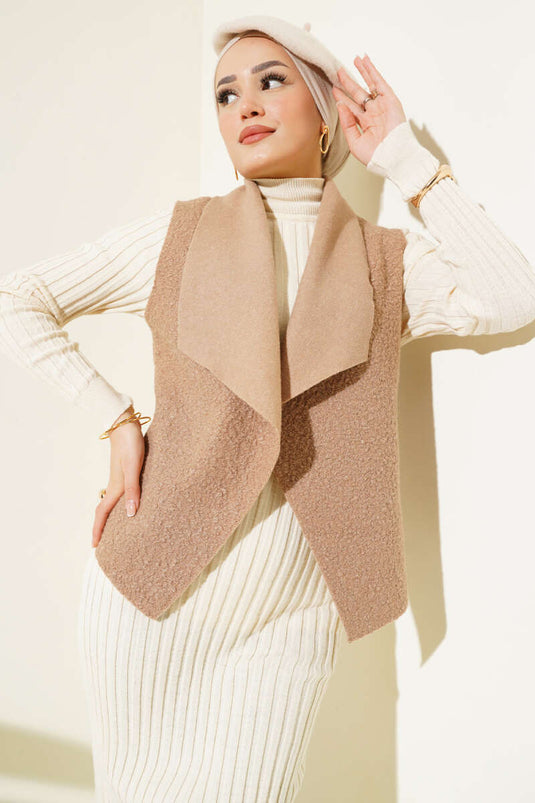 Short Boucle Vest Mink