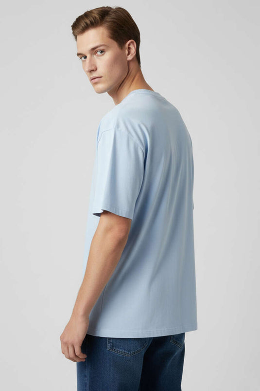 T-shirt oversize homme manches courtes bleu glacier