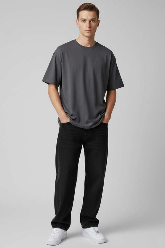 Short-Sleeved Oversized Men's T-Shirt Smoke Gray