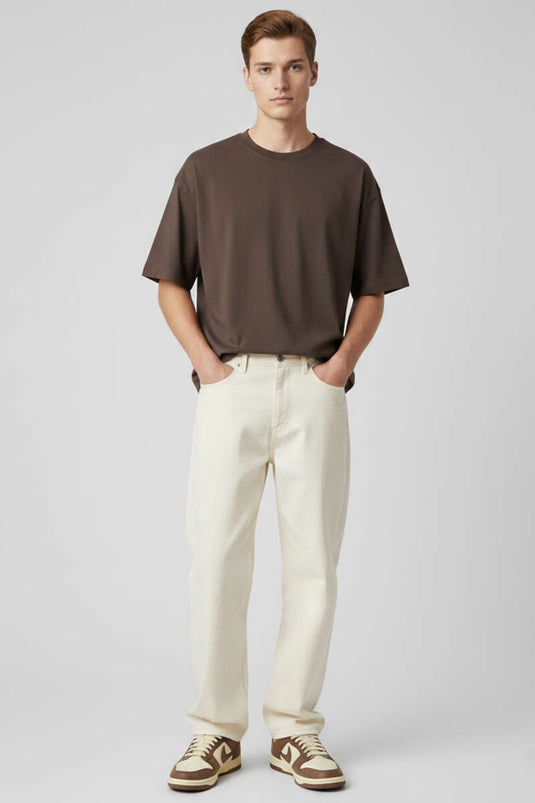 Maglietta Da Uomo Oversize A Maniche Corte Marrone