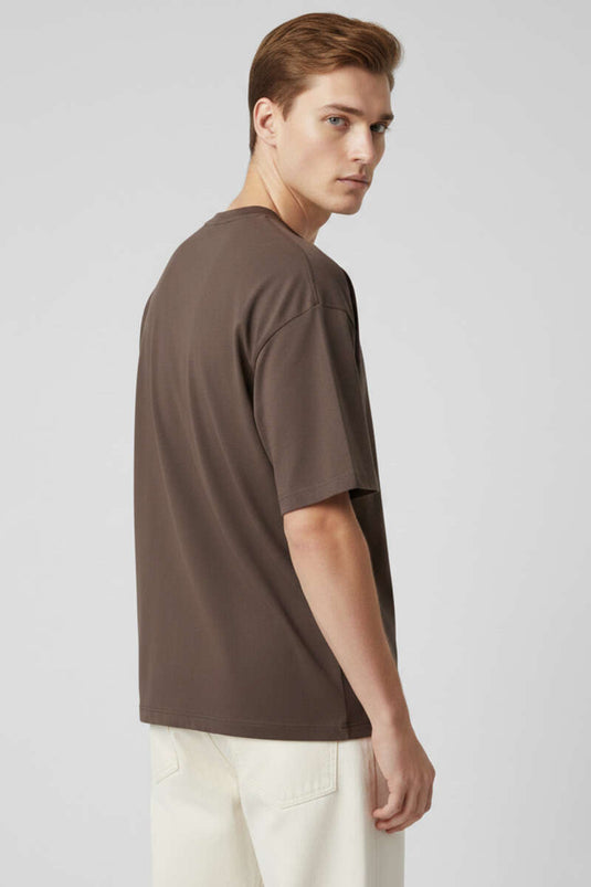Maglietta Da Uomo Oversize A Maniche Corte Marrone