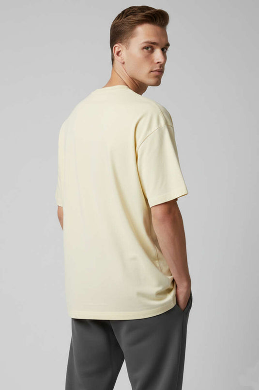 Kısa Kollu Oversize Erkek Tişört Sarı