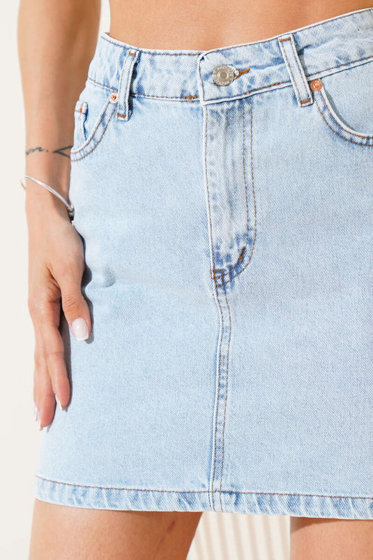 Short Denim Skirt, Ice Blue